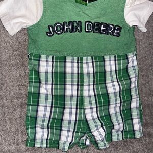 John Deere Green and White Baby Romper